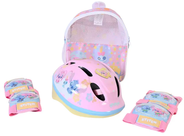 disney-stitch-schutzset-rosa-mit-helm-knie-ellenbogen image 1