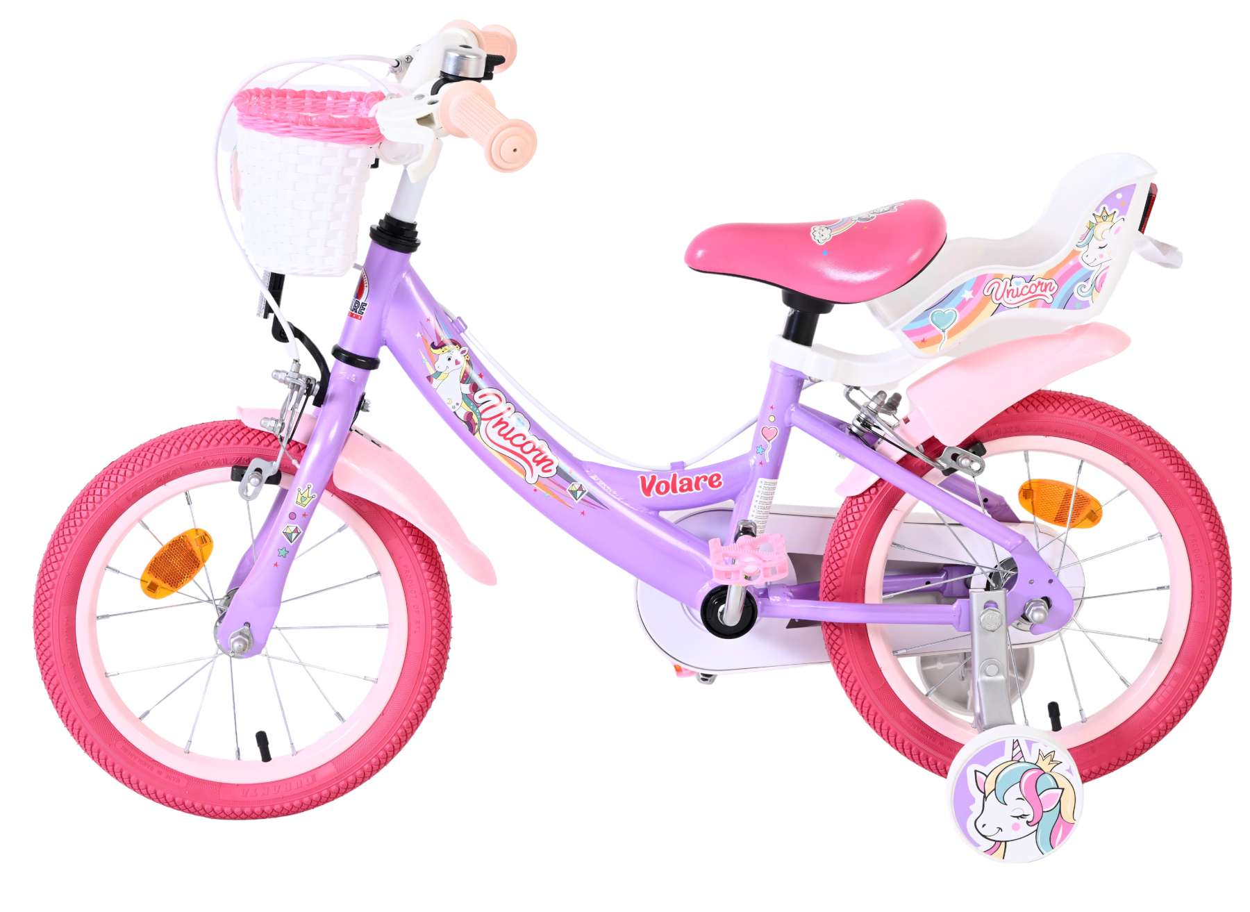 volare-unicorn-14-zoll-kinderfahrrad-lila-2-handbremsen image 6