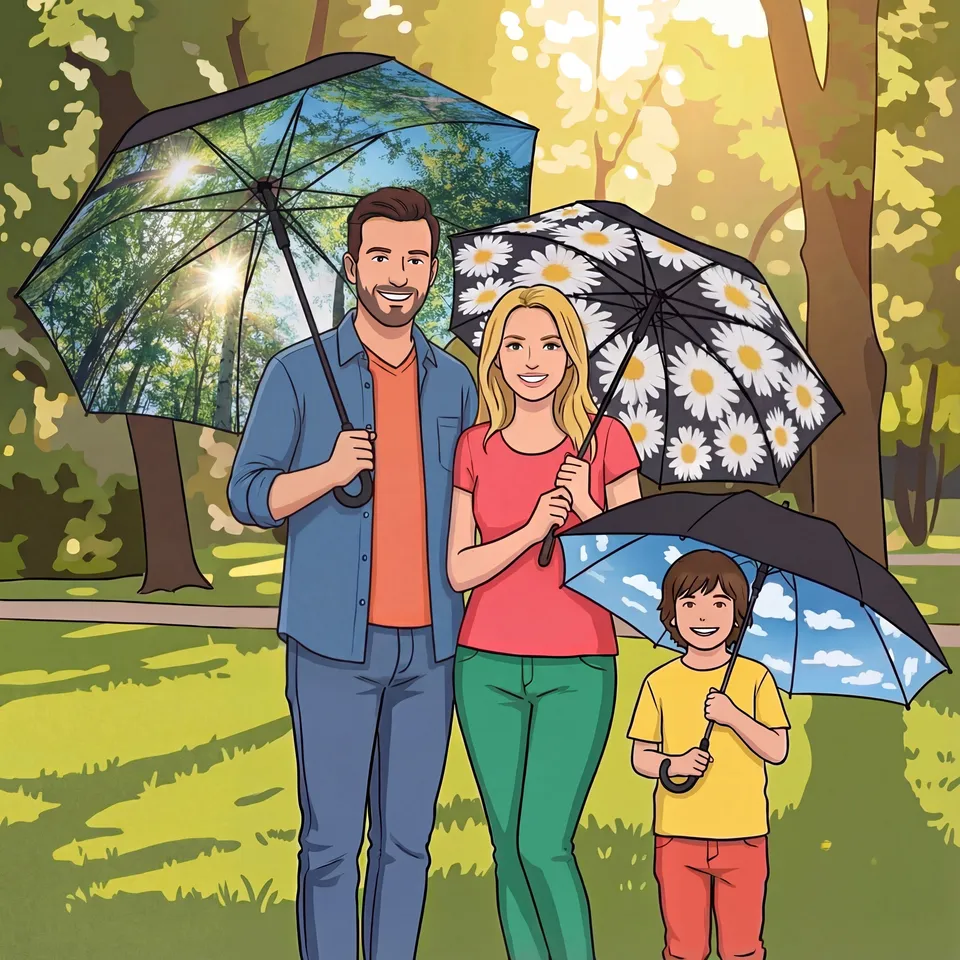 happysweeds-family-mix-regenschirm-set-3er-kompakt-kinder-gross image 1