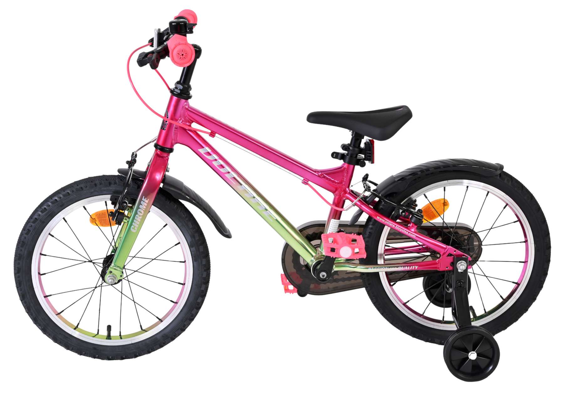volare-chrome-16-zoll-kinderfahrrad-rosa-gr-n-handbremsen image 7