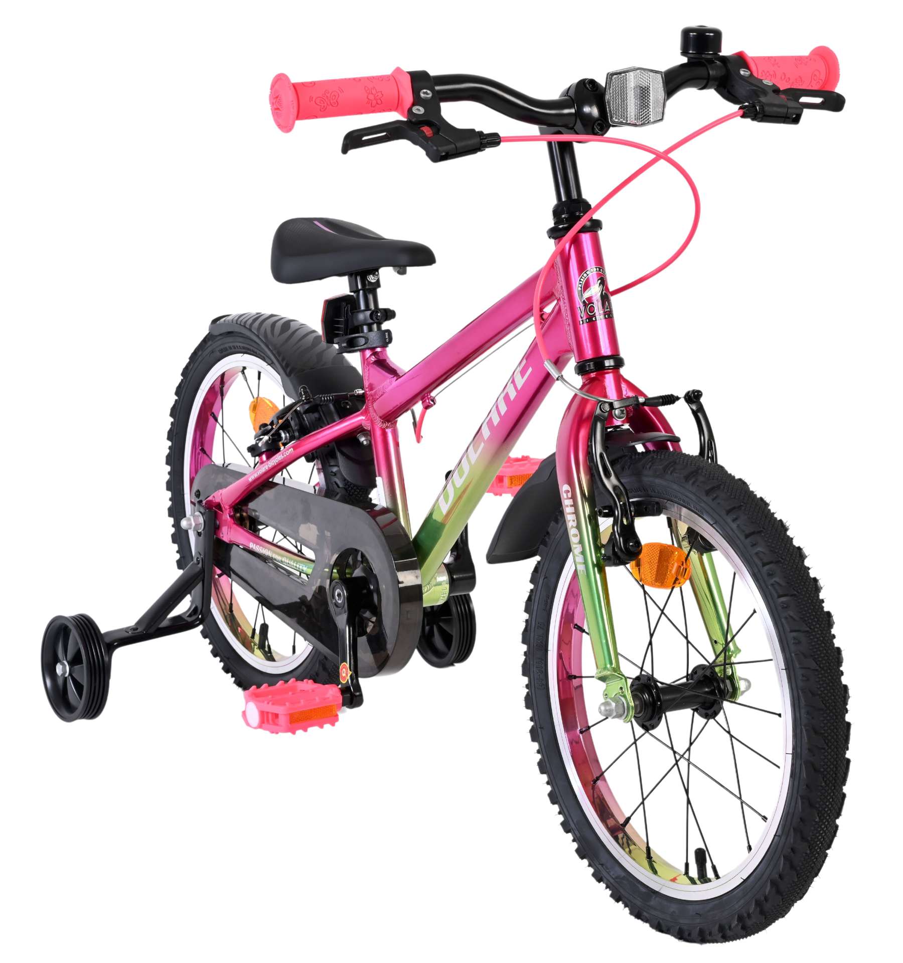 volare-chrome-16-zoll-kinderfahrrad-rosa-gr-n-handbremsen image 5