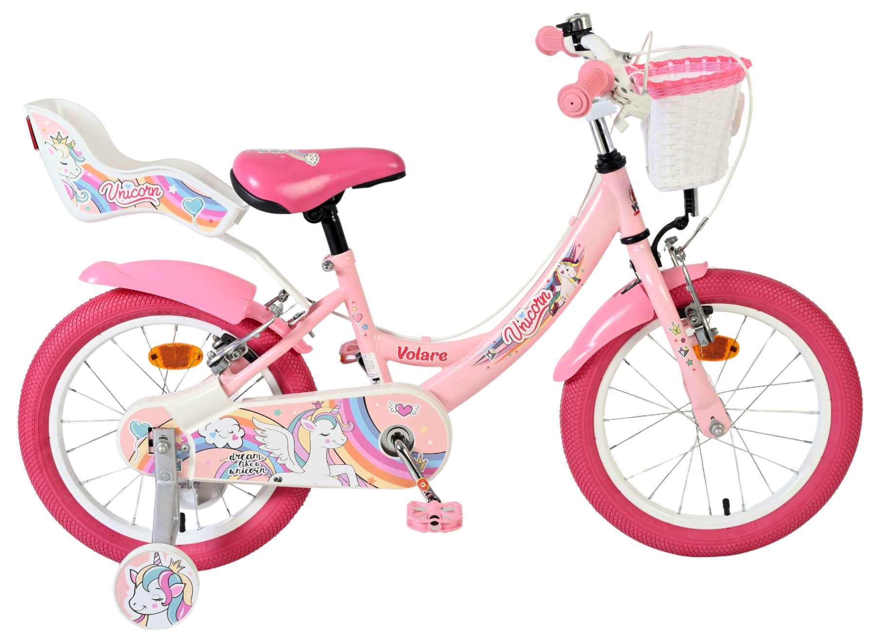 volare-unicorn-kinderfahrrad-16-zoll-rosa-m-dchen-korb image 1