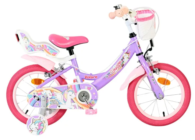volare-unicorn-14-zoll-kinderfahrrad-lila-mit-handbremsen image 1