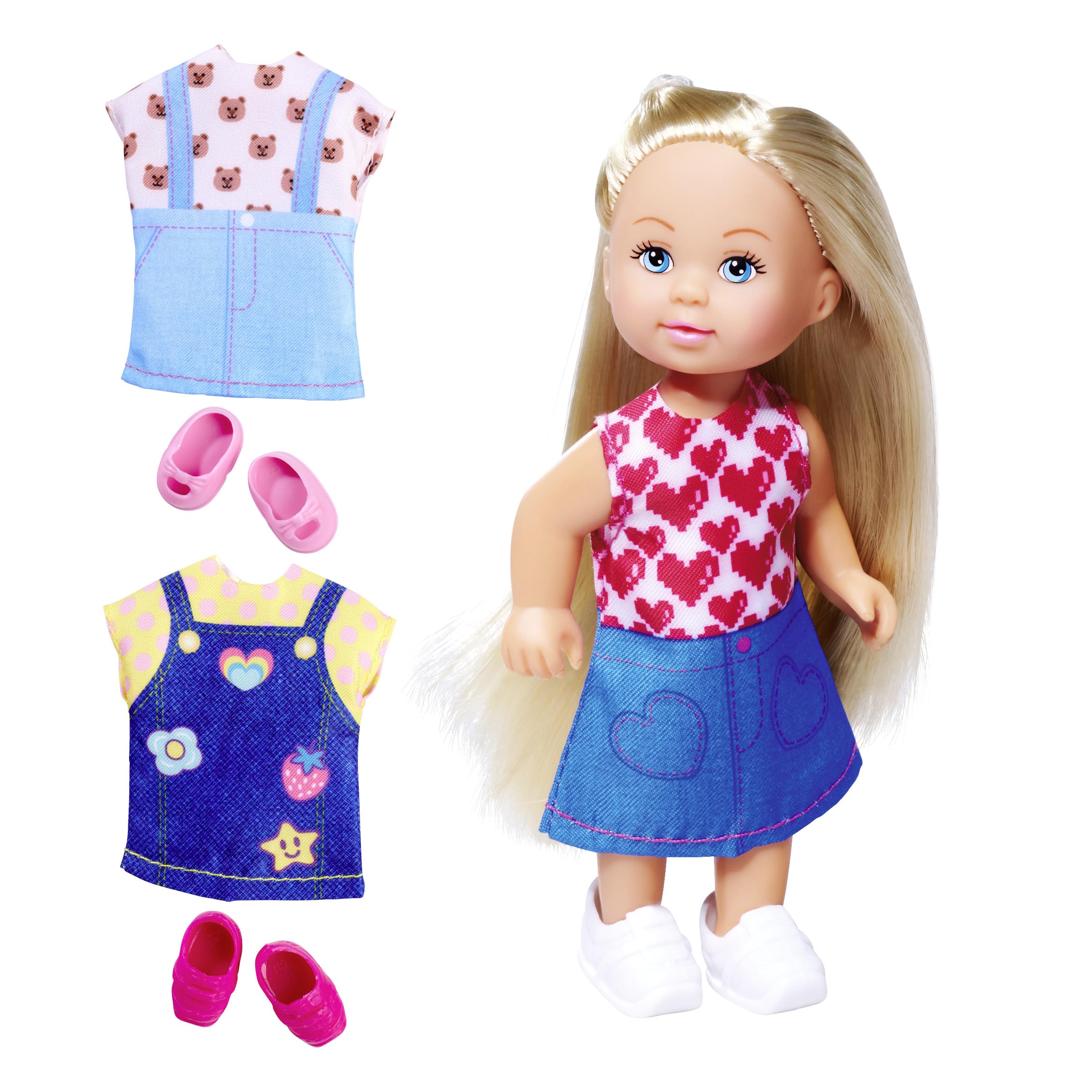 simba-evi-love-fashion-puppe-12-cm-jeanskleid-3-outfits image 1