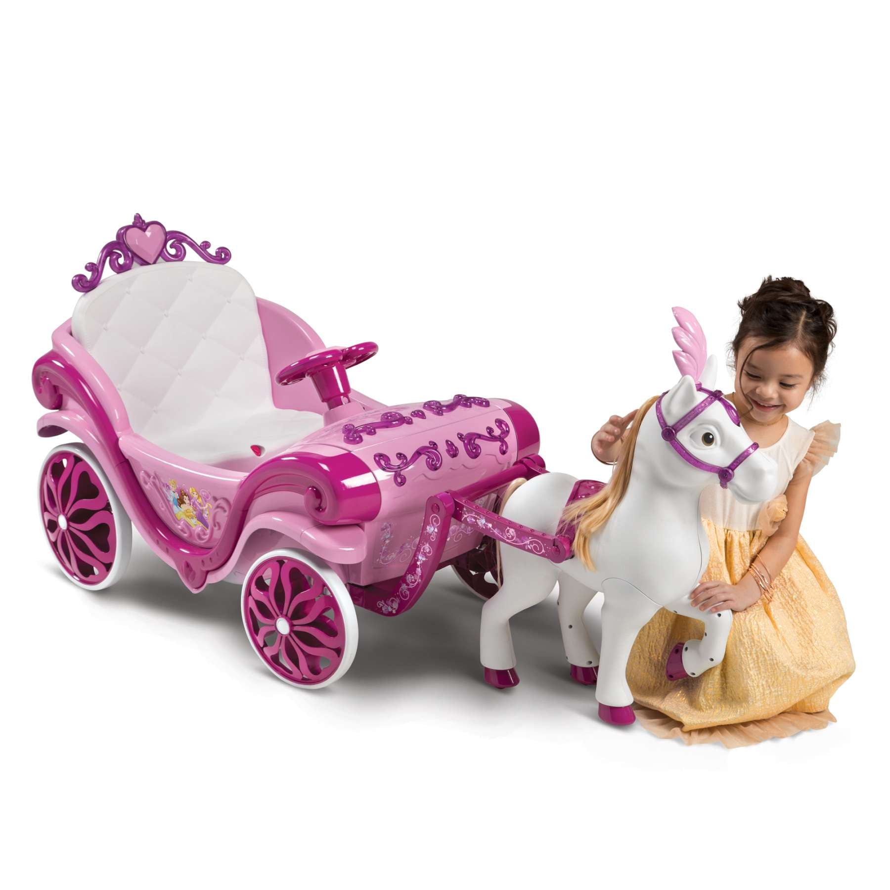 disney-princess-kutsche-mit-pferd-elektro-kinderfahrzeug-rosa image 4