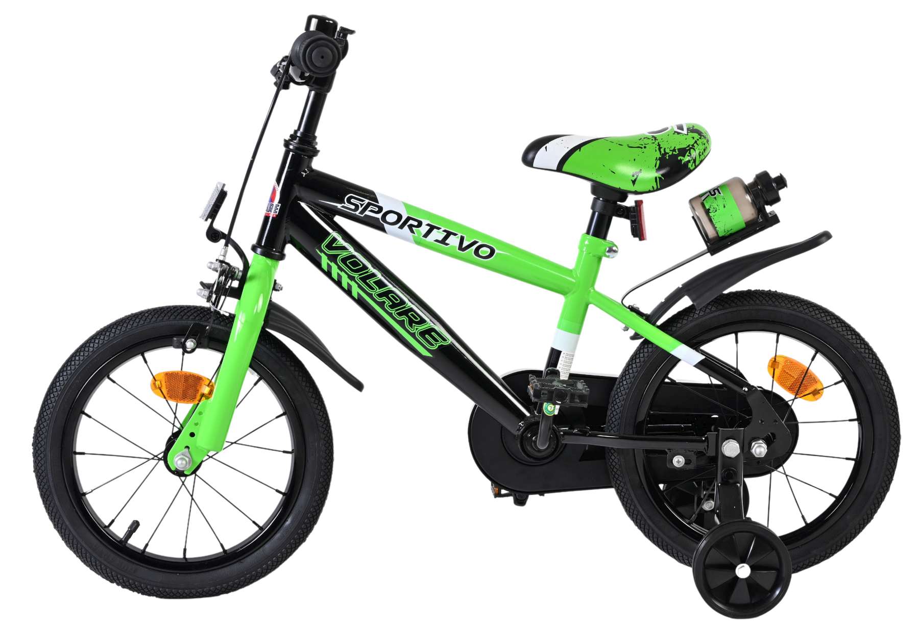 volare-sportivo-14-zoll-kinderfahrrad-jungen-gr-n-trinkflasche image 7
