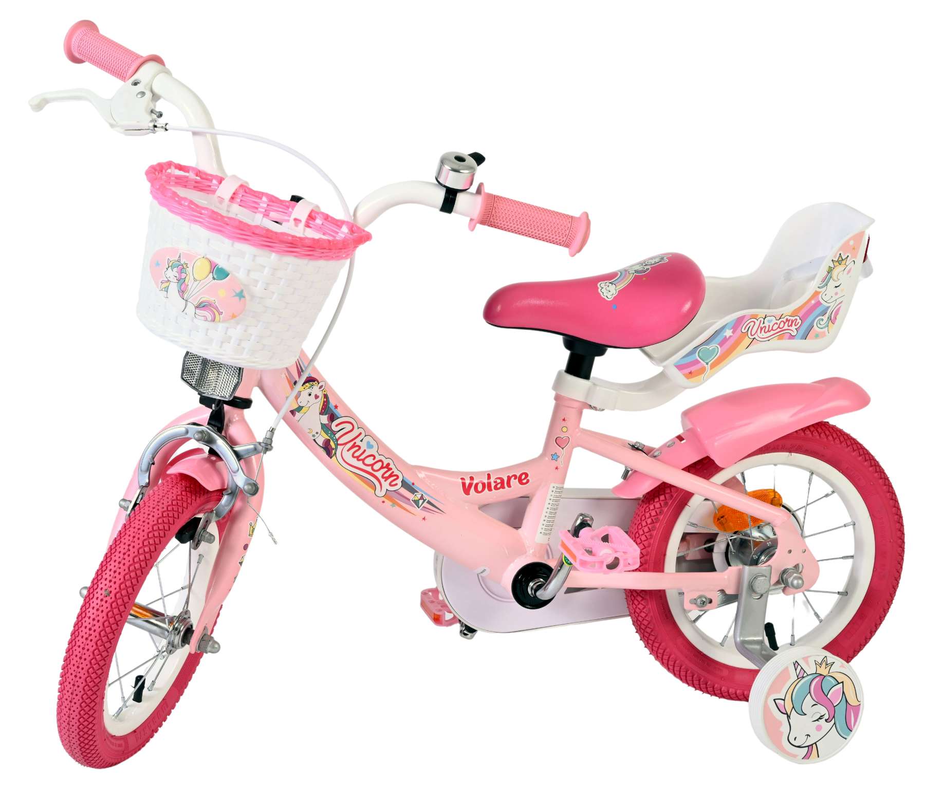 volare-unicorn-12-zoll-kinderfahrrad-rosa-korb-sitz image 8