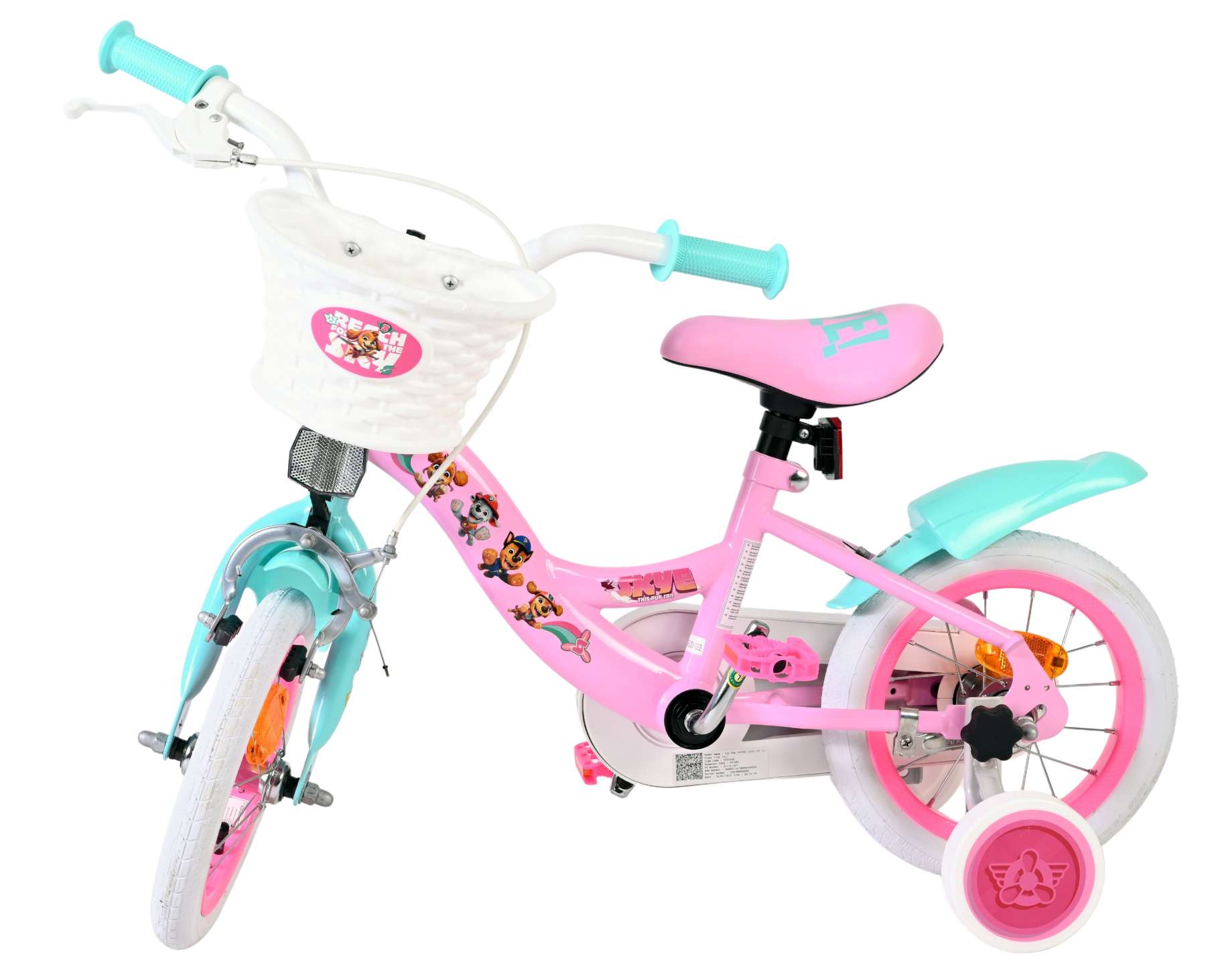 volare-paw-patrol-kinderfahrrad-12-zoll-rosa-korb image 6