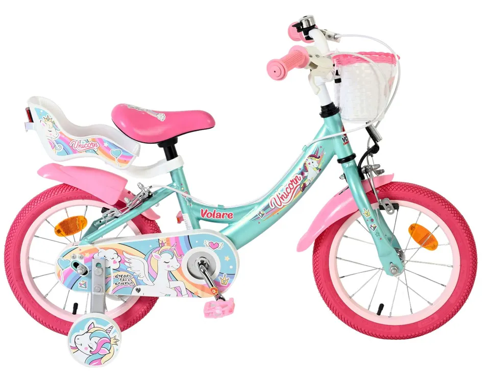 volare-unicorn-kinderfahrrad-14-zoll-gr-n-handbremsen image 1