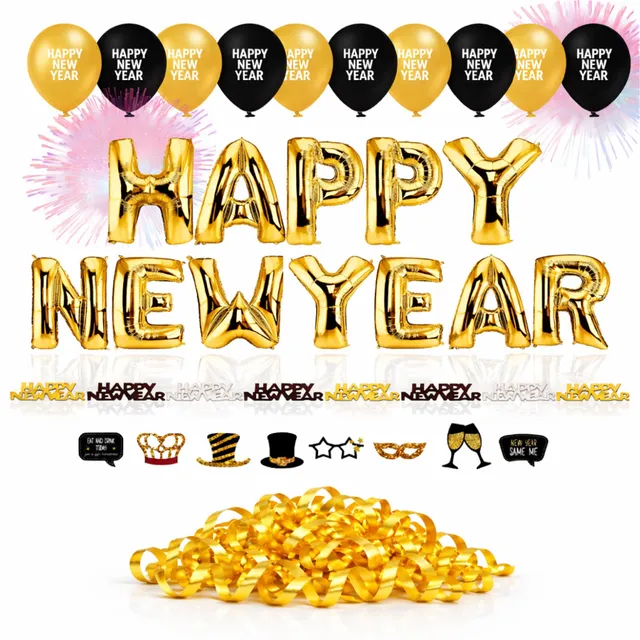 festifun-dekoration-set-silvester-2027-gold-mit-ballon image 1