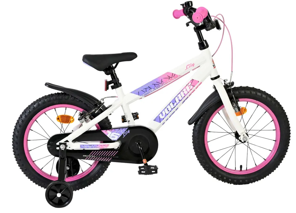 volare-lily-16-zoll-kinderfahrrad-wei-rosa-mit-handbremsen image 1