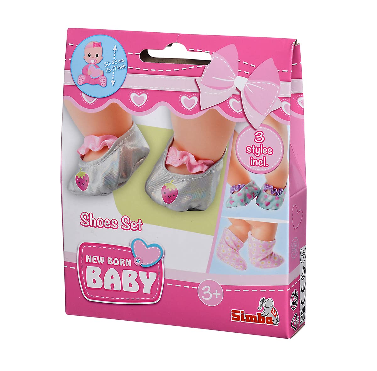 simba-new-born-baby-schuhset-puppenschuhe-3-paar-stoff-30-43-cm image 2