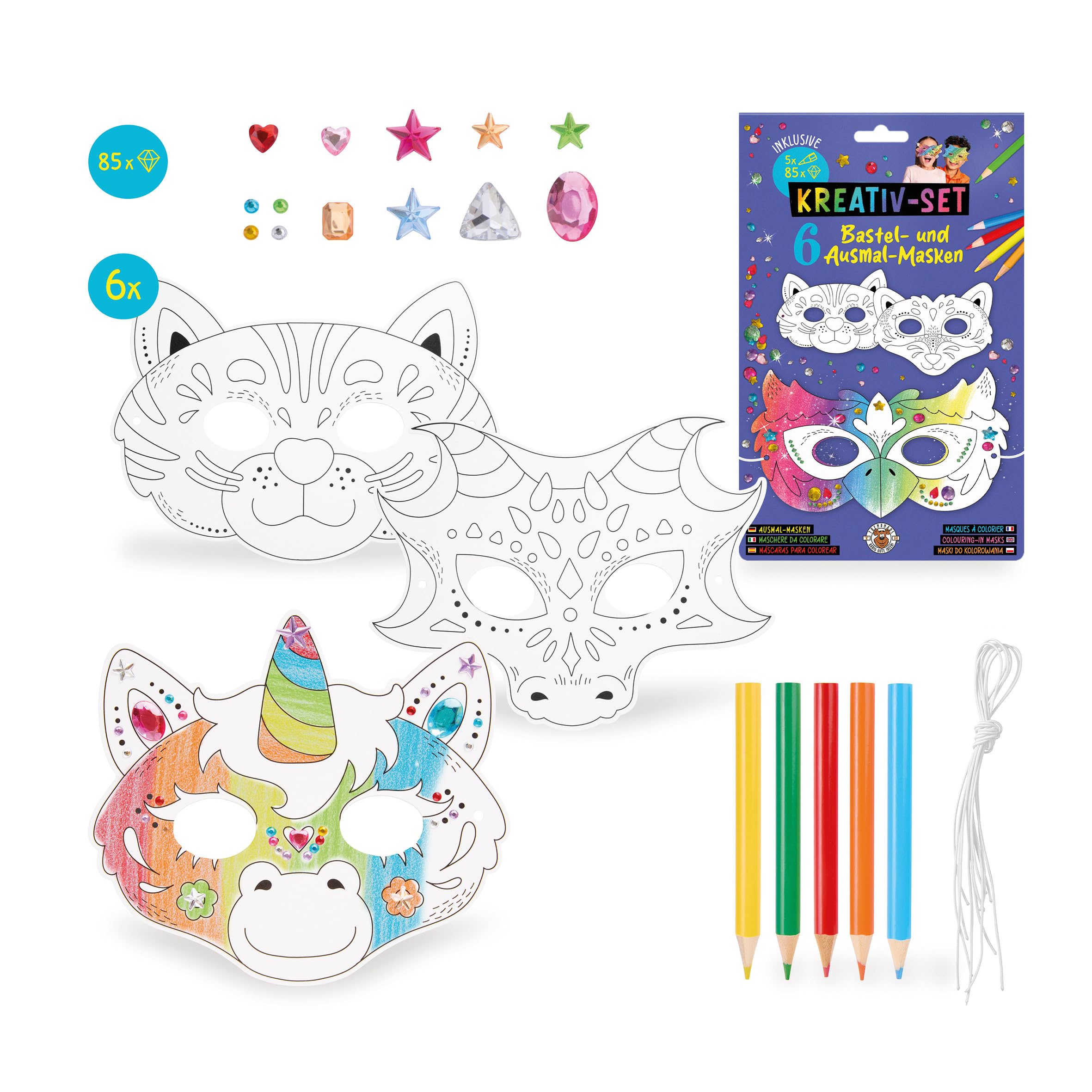 trendhaus-birthday-fun-bastelset-tiermasken-6-masken-sticker image 2