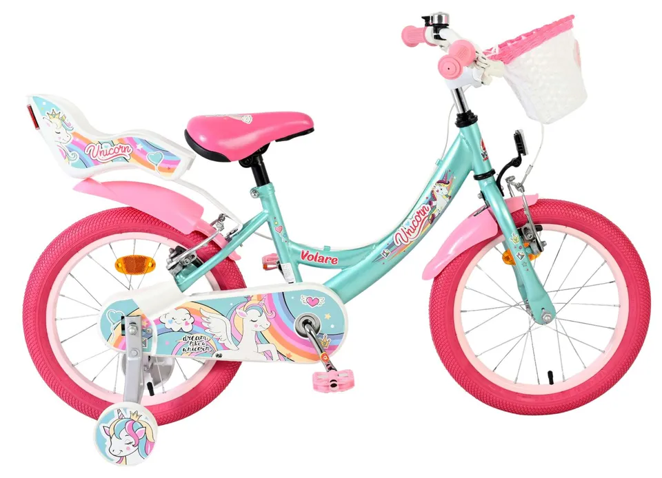 volare-unicorn-kinderfahrrad-16-zoll-gr-n-handbremsen image 1