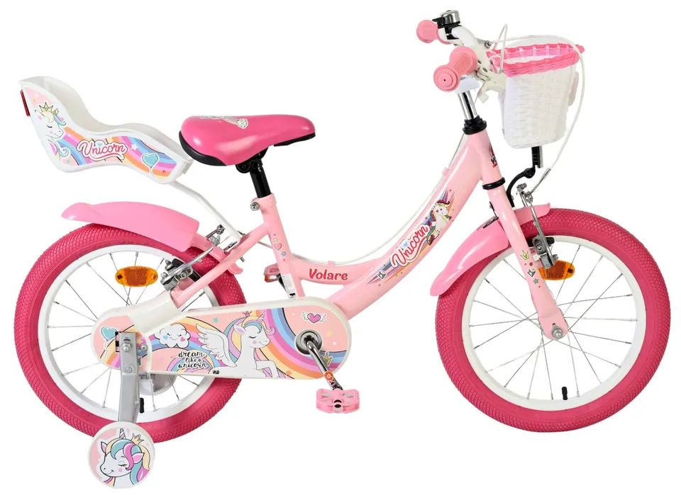 volare-unicorn-kinderfahrrad-16-zoll-rosa-m-dchen-korb image 1