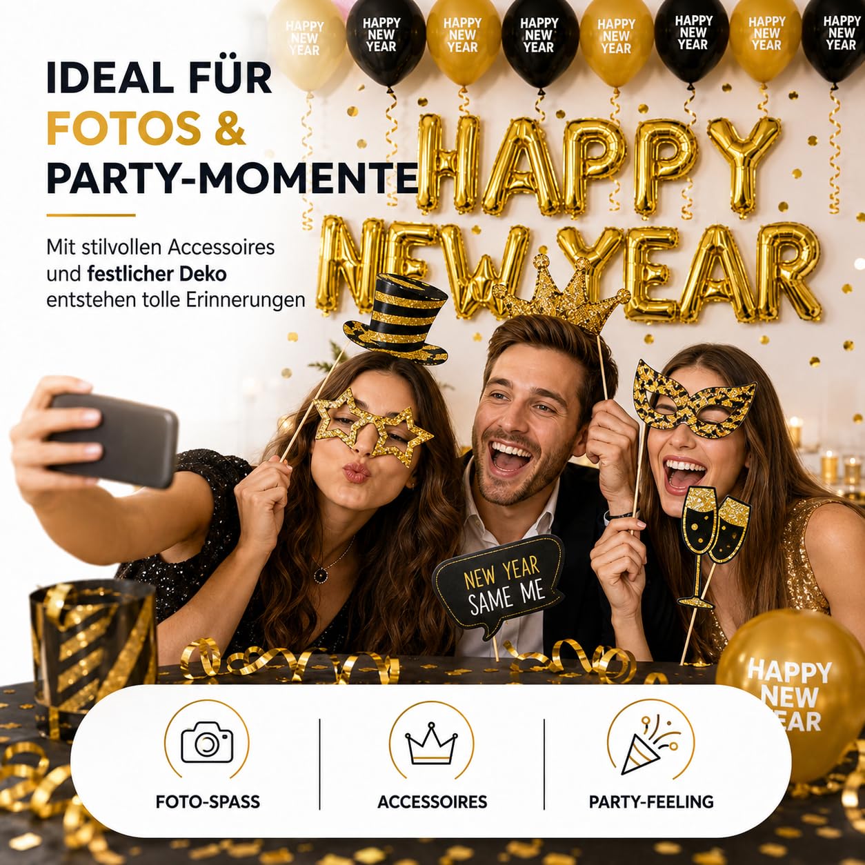 festifun-dekoration-set-silvester-2027-gold-mit-ballon image 4