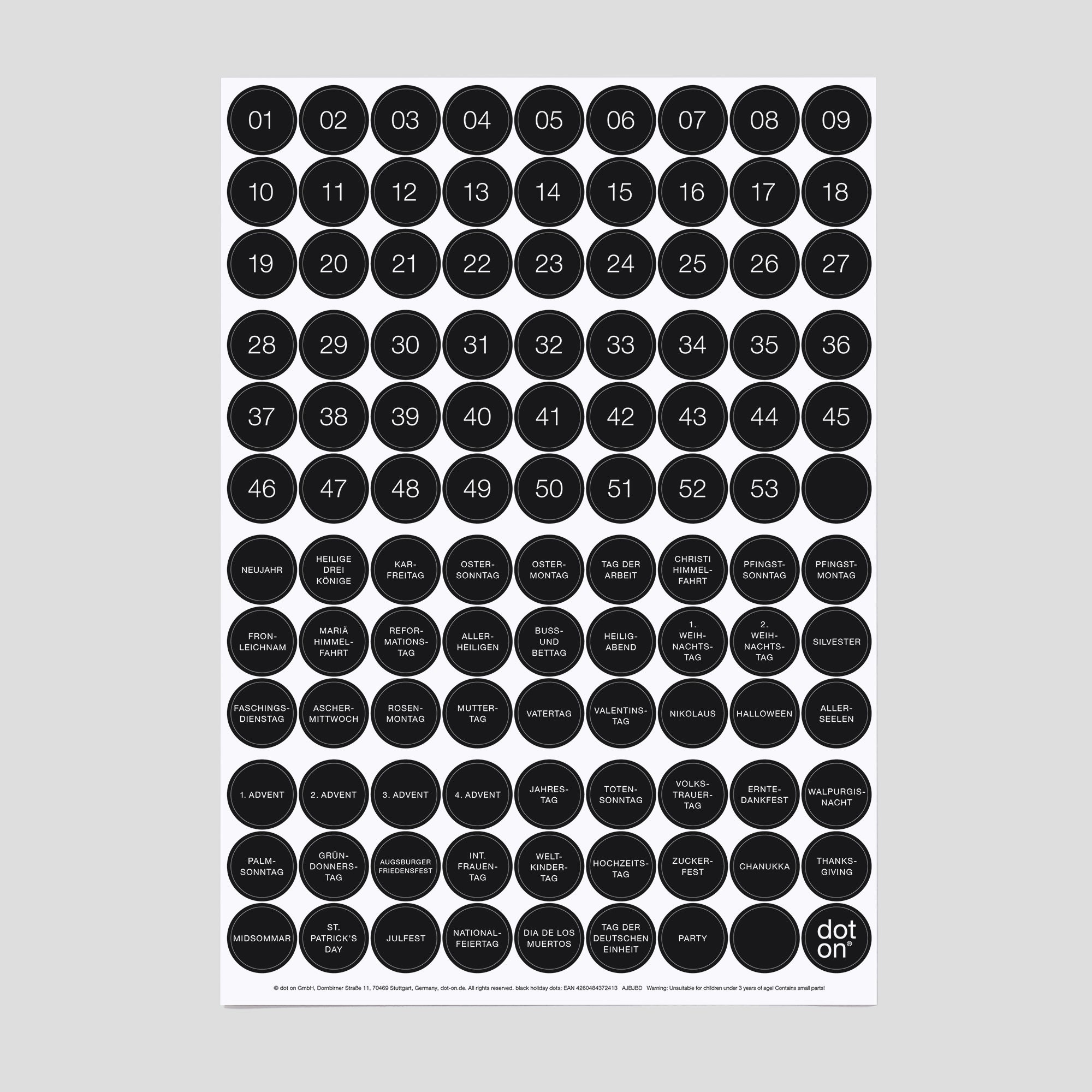 dot-on-black-holiday-dots-klebepunkte-20-mm-kw-feiertage image 1
