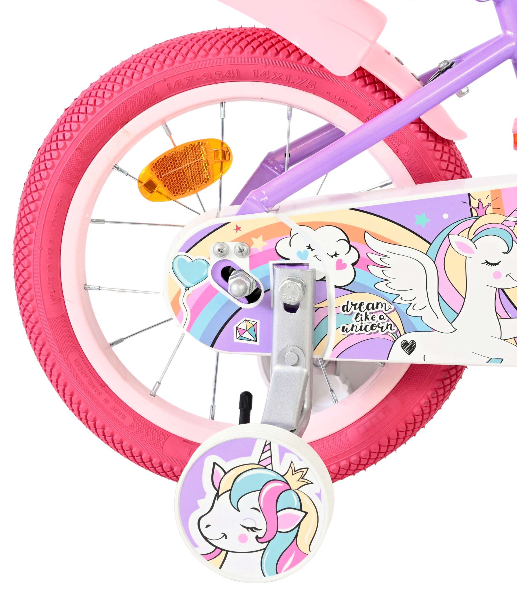 volare-unicorn-14-zoll-kinderfahrrad-lila-st-tzr-der image 2