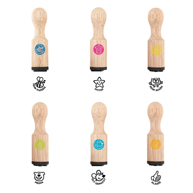 trendhaus-motivation-lehrerstempel-set-holz-6-teilig image 1