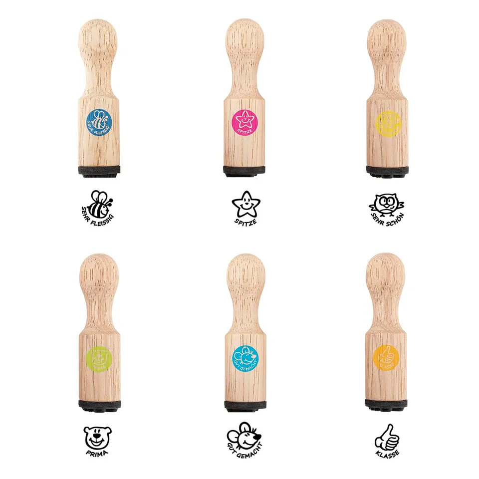 trendhaus-motivation-lehrerstempel-set-holz-6-teilig image 1