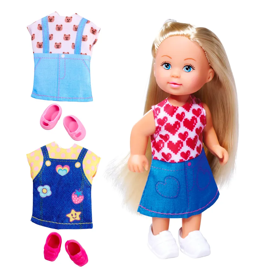 simba-evi-love-fashion-puppe-12-cm-jeanskleid-3-outfits image 1