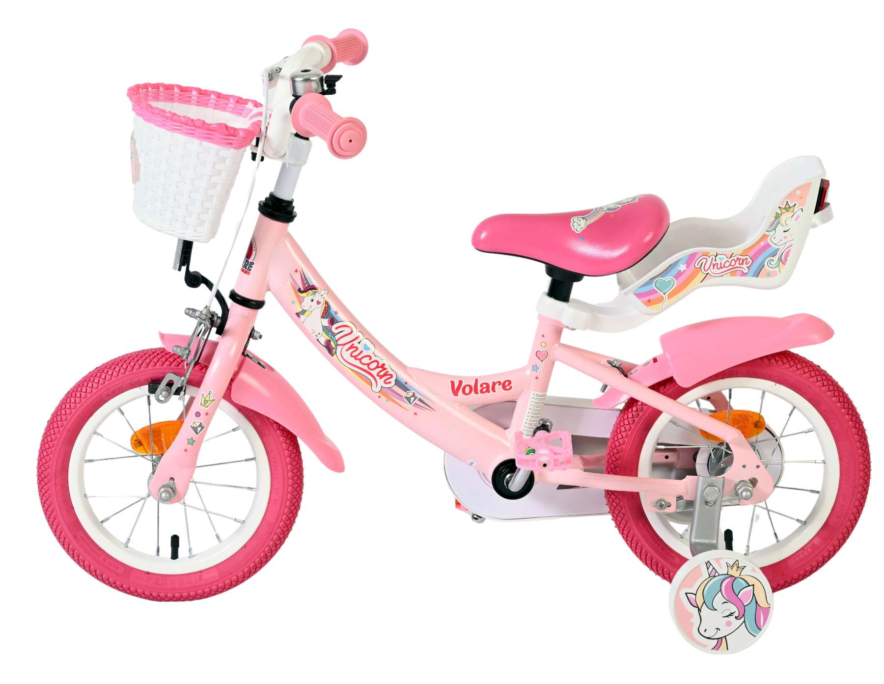 volare-unicorn-12-zoll-kinderfahrrad-rosa-korb-sitz image 7
