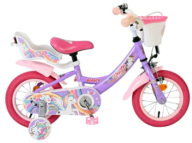 volare-unicorn-12-zoll-kinderfahrrad-lila-einhorn-mit-korb image 1
