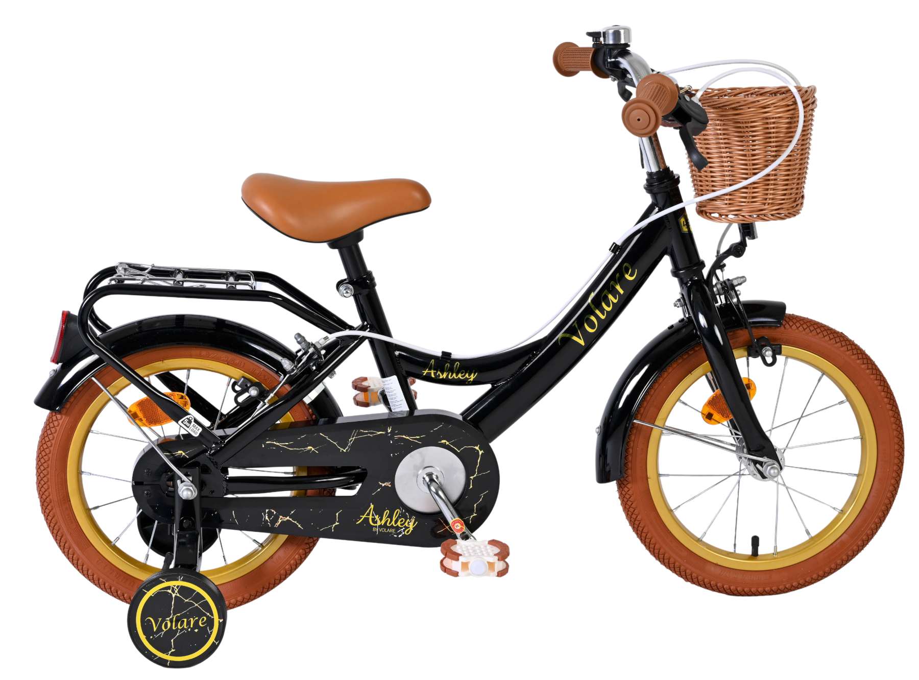 volare-ashley-14-zoll-kinderfahrrad-schwarz-mit-2-handbremsen image 1