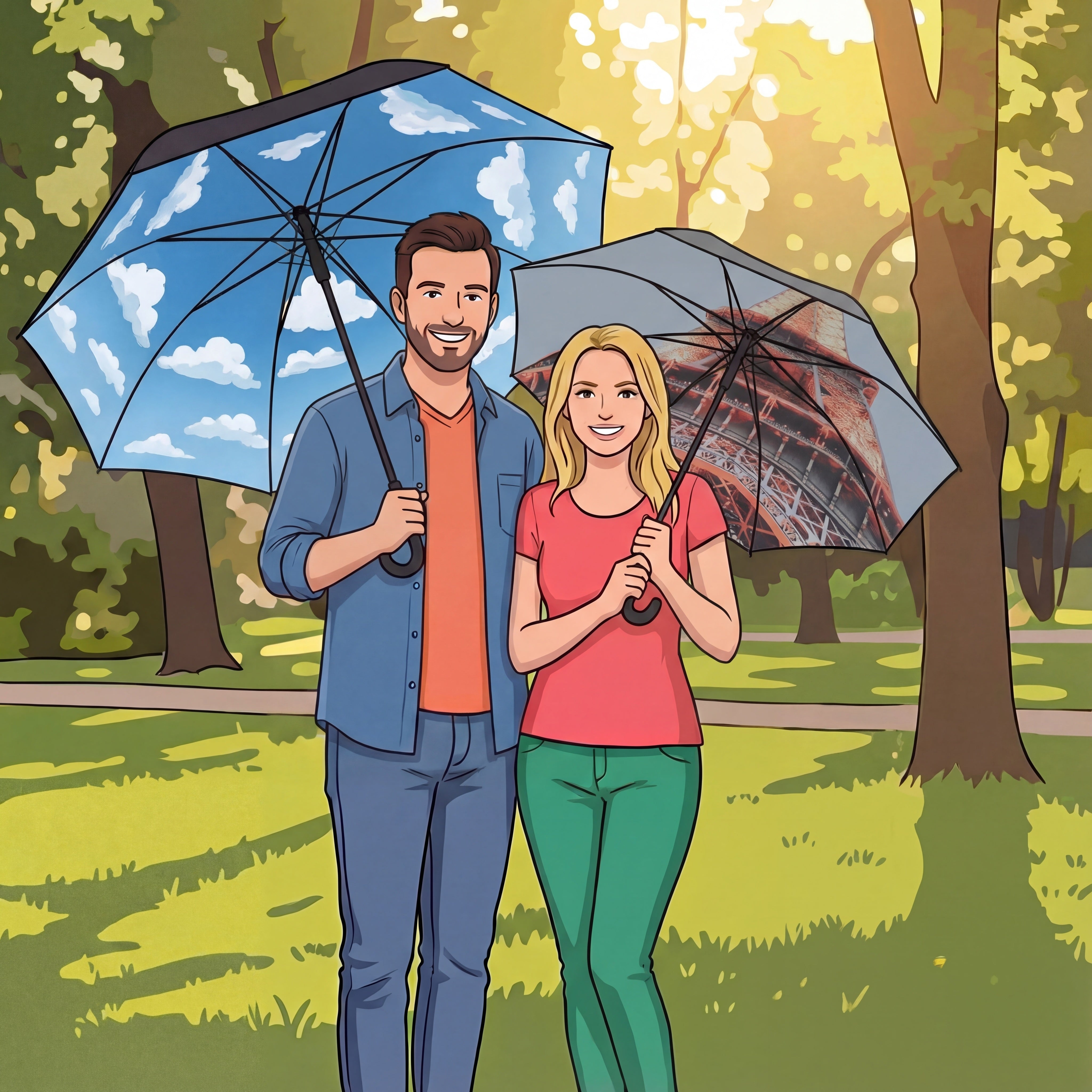 happysweeds-couple-s-mix-regenschirm-set-2er-gross-kompakt image 1