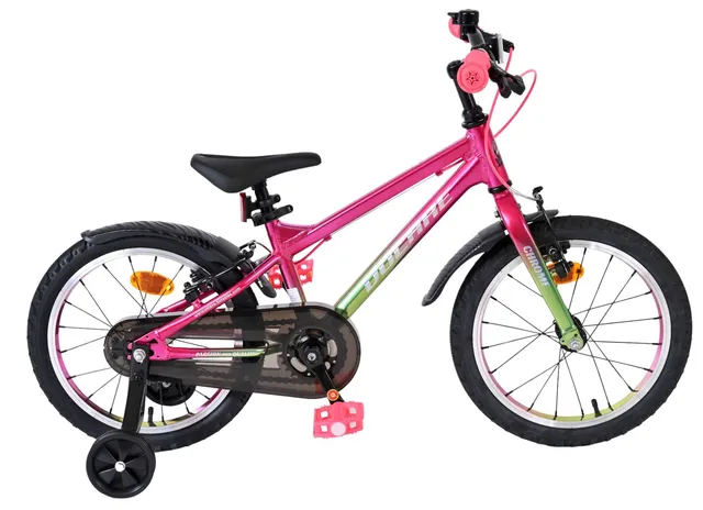 volare-chrome-16-zoll-kinderfahrrad-rosa-gr-n-handbremsen image 1