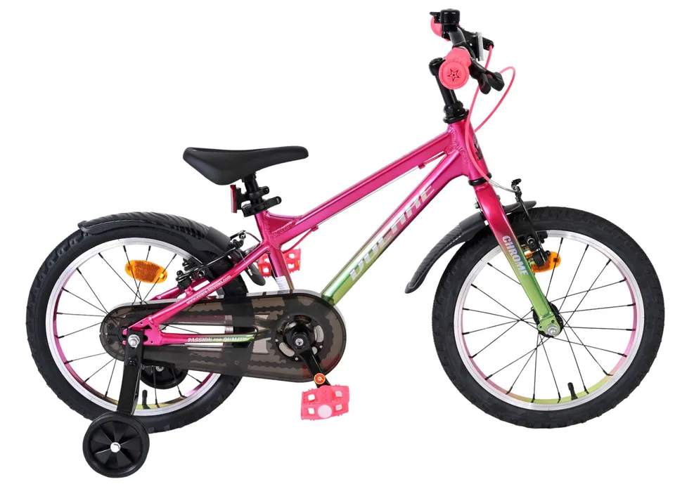 volare-chrome-16-zoll-kinderfahrrad-rosa-gr-n-handbremsen image 1