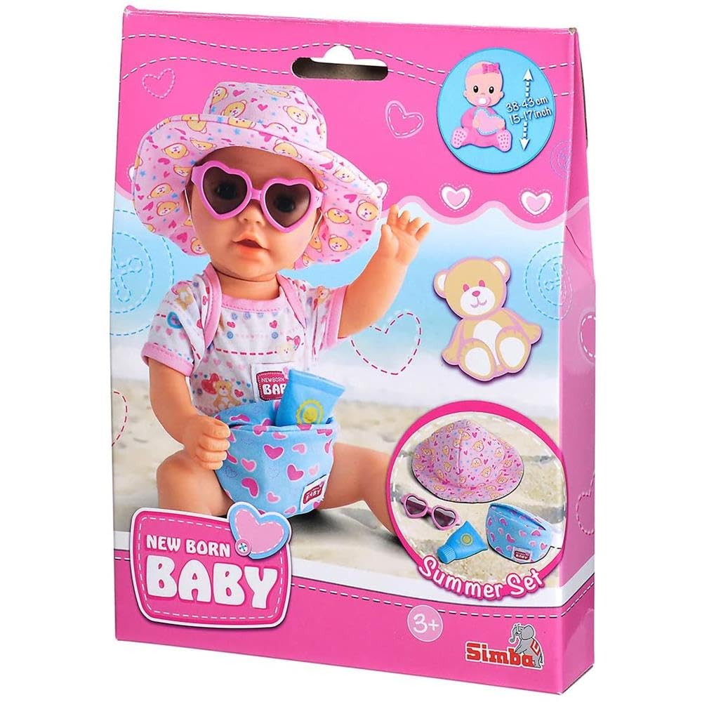 simba-new-born-baby-puppen-sommer-set-hut-brille-tasche image 1