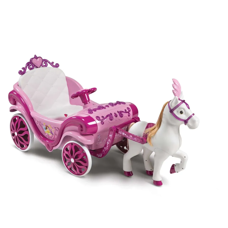 disney-princess-kutsche-mit-pferd-elektro-kinderfahrzeug-rosa image 1