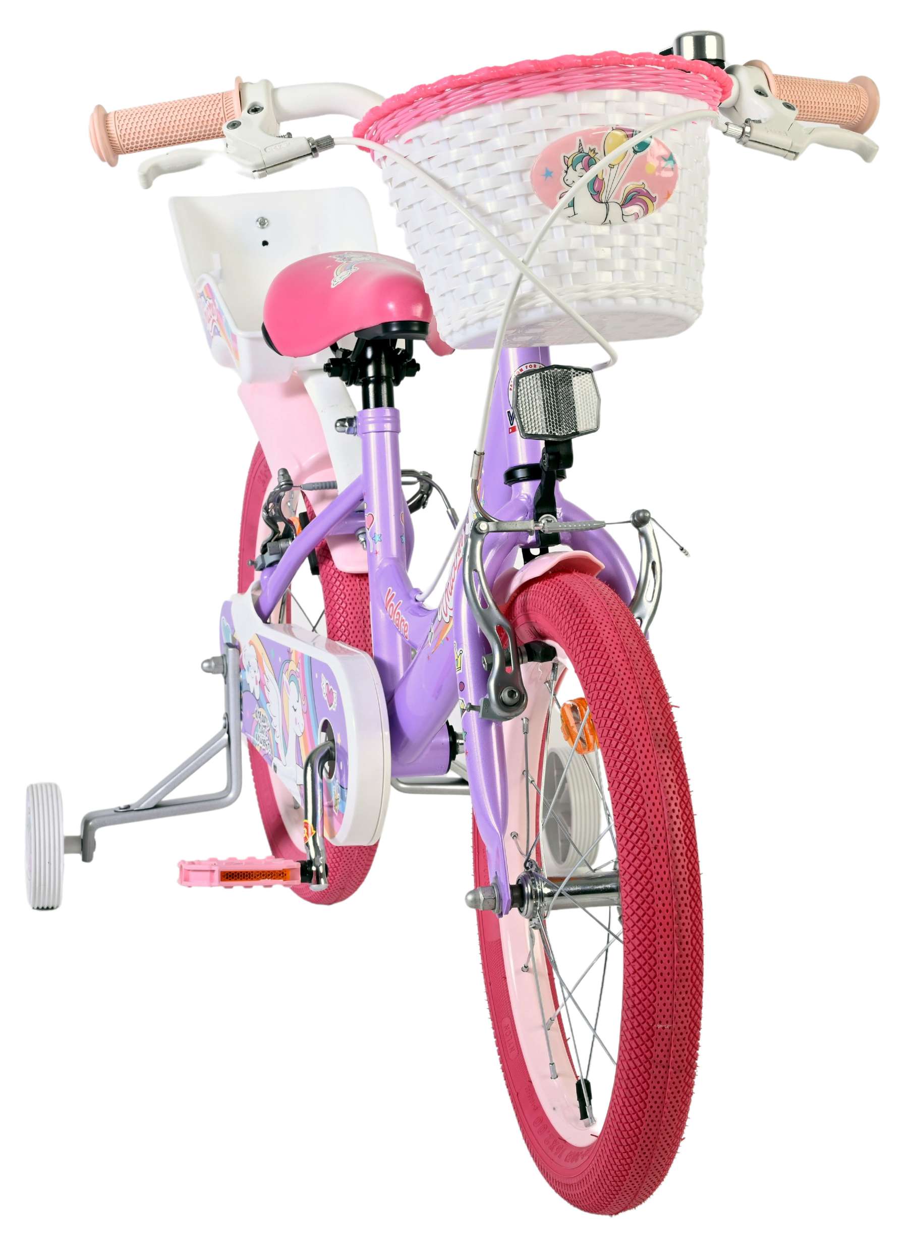 volare-unicorn-16-zoll-kinderfahrrad-lila-mit-korb-puppensitz image 5