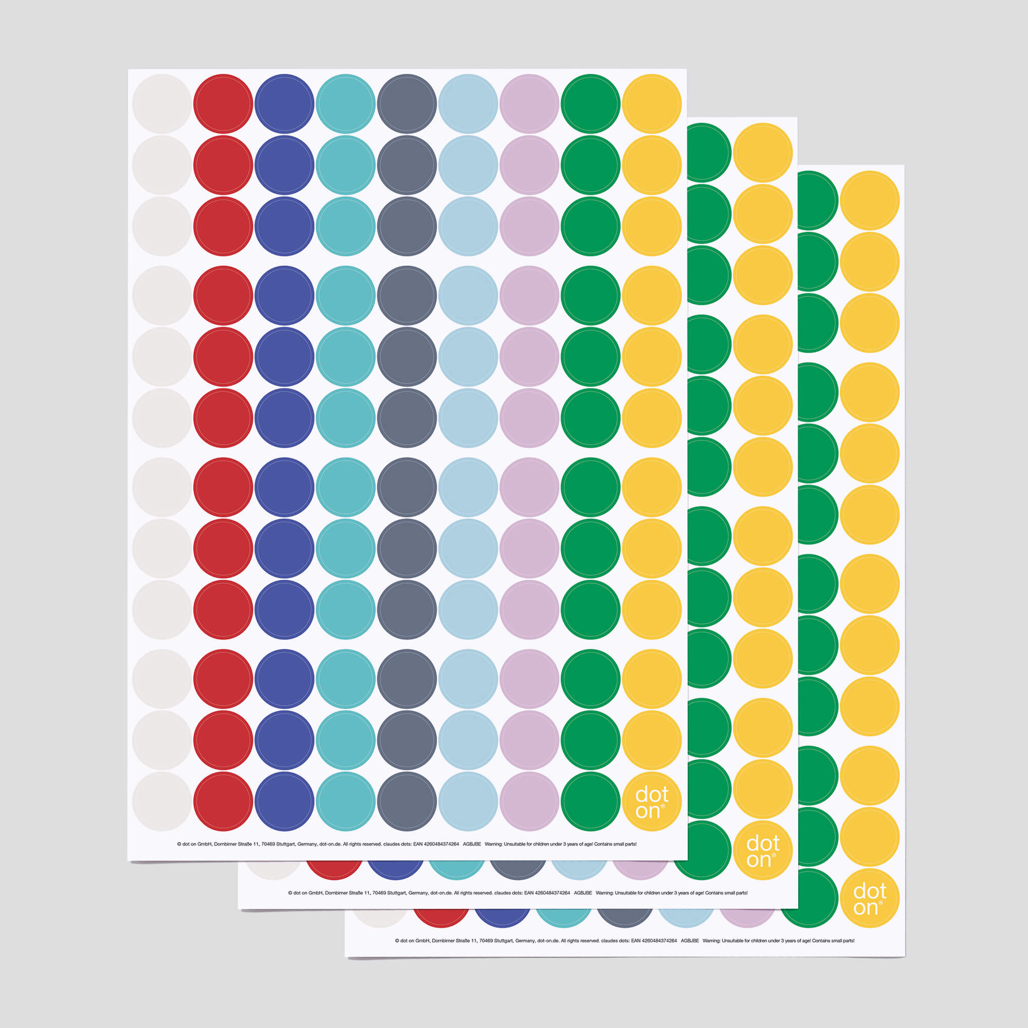dot-on-claudes-dots-klebepunkte-3er-set-20-mm-monet-farben image 1