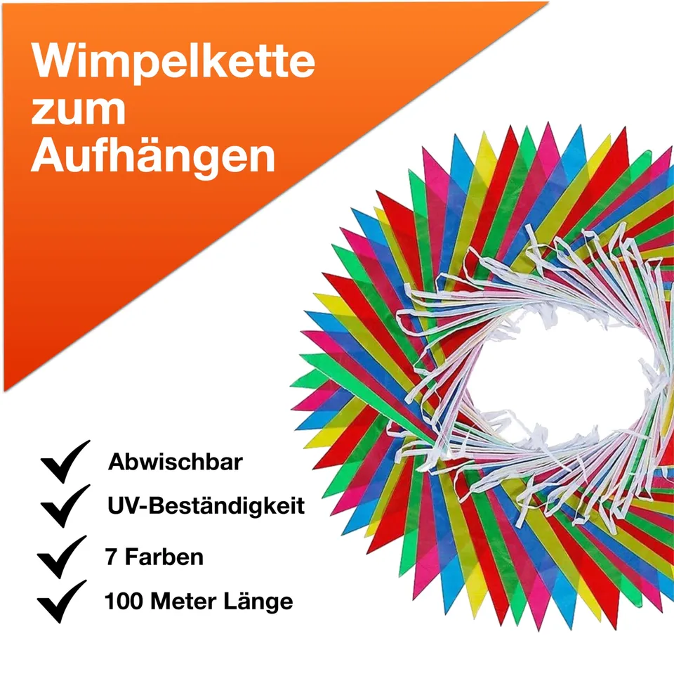 festifun-wimpelkette-stoff-girlande-100-m-bunt-3er-pack-partydeko image 1