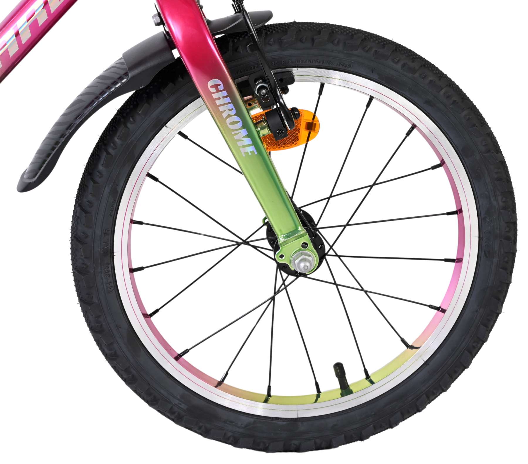 volare-chrome-16-zoll-kinderfahrrad-rosa-gr-n-handbremsen image 3