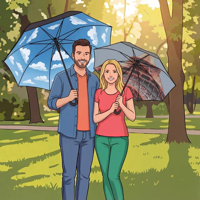 happysweeds-couple-s-mix-regenschirm-set-2er-gross-kompakt image 1