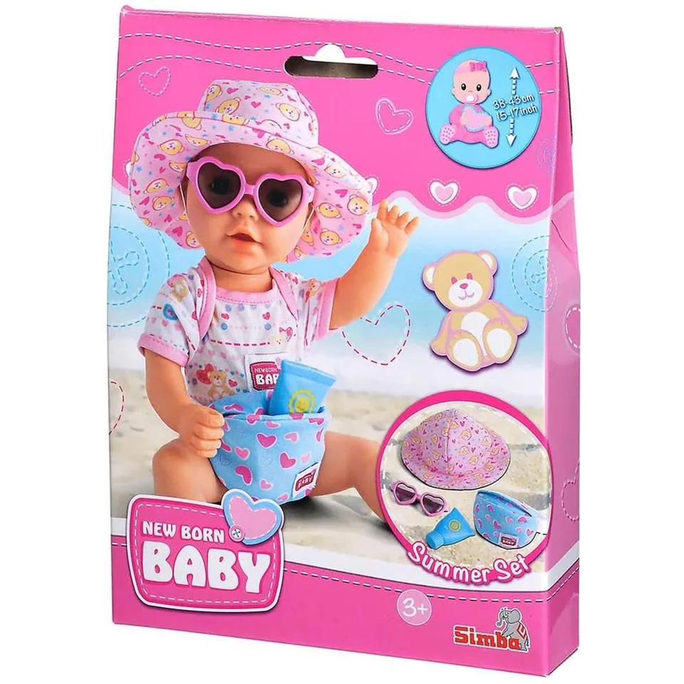 simba-new-born-baby-puppen-sommer-set-hut-brille-tasche image 1