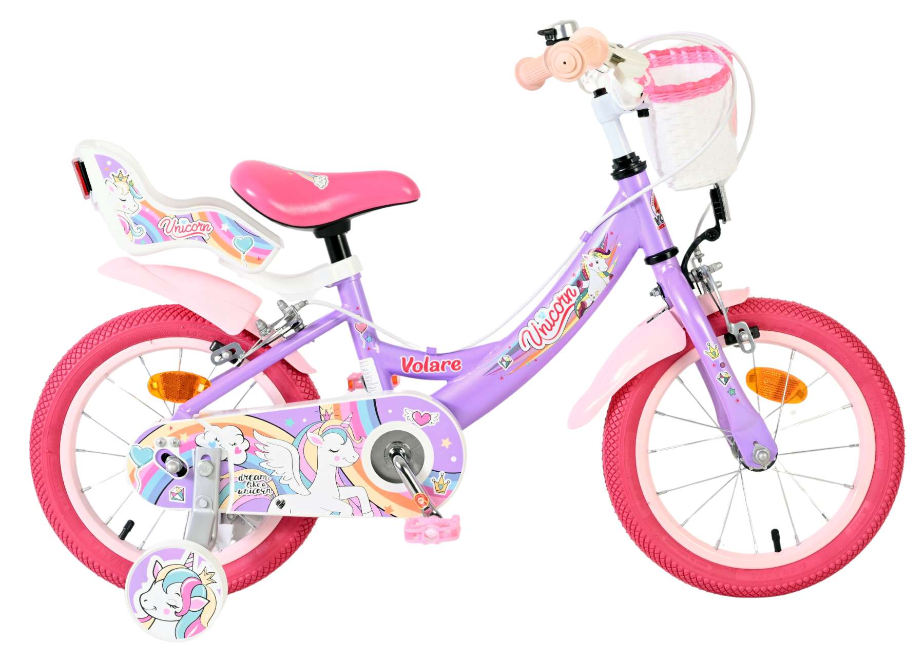 volare-unicorn-14-zoll-kinderfahrrad-lila-mit-handbremsen image 1