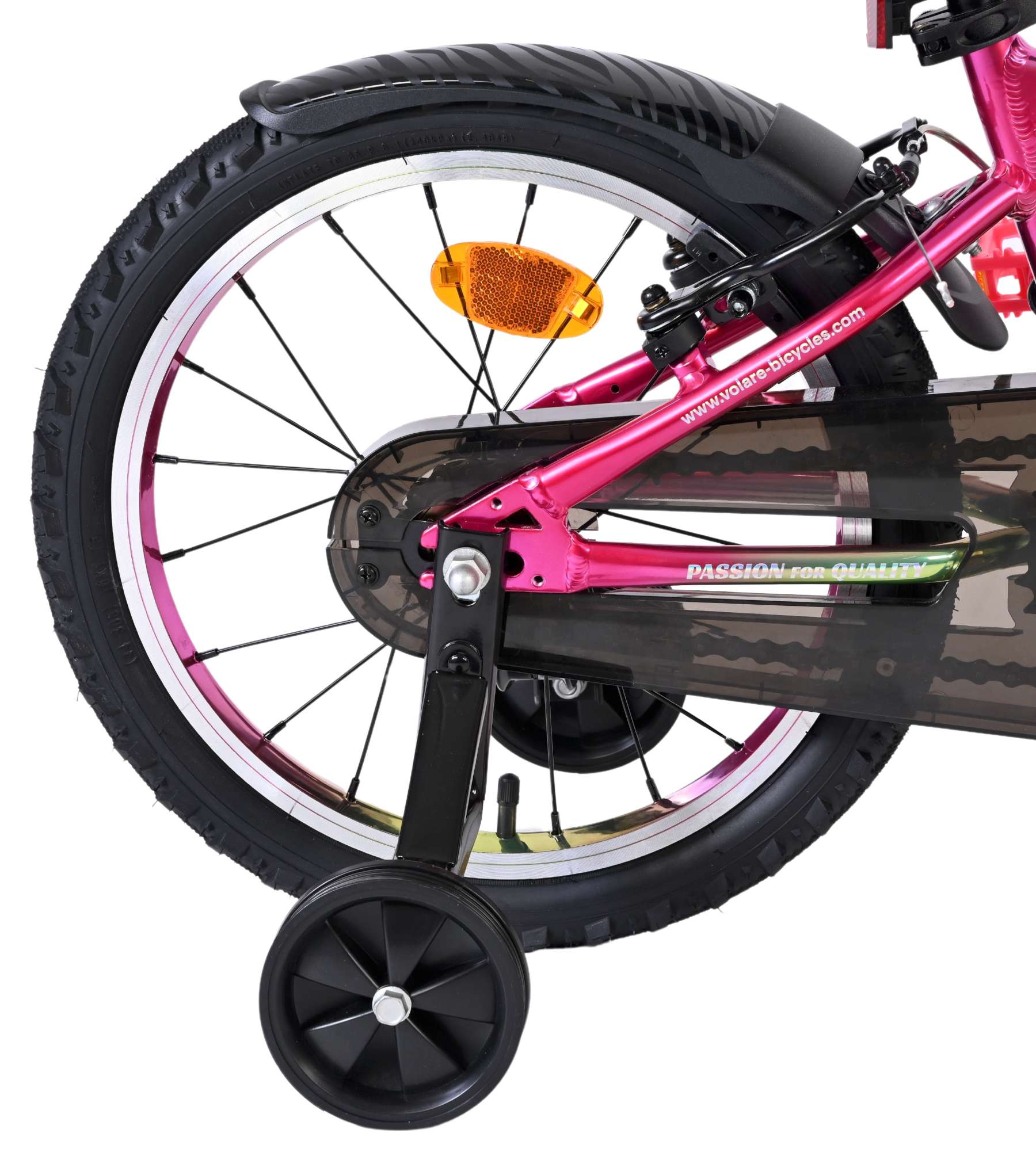 volare-chrome-16-zoll-kinderfahrrad-rosa-gr-n-handbremsen image 2