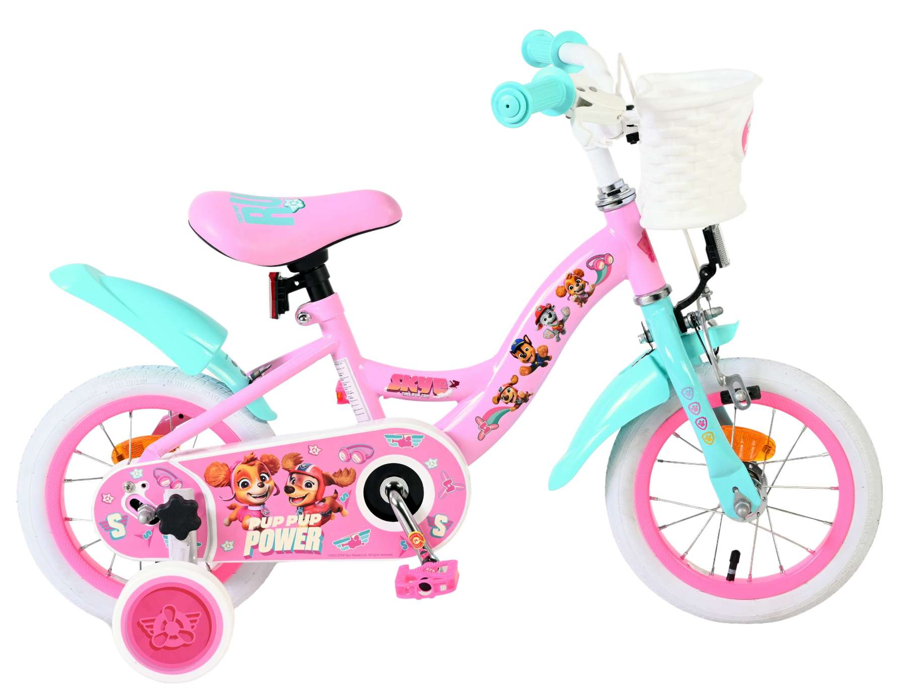 volare-paw-patrol-kinderfahrrad-12-zoll-rosa-korb image 1