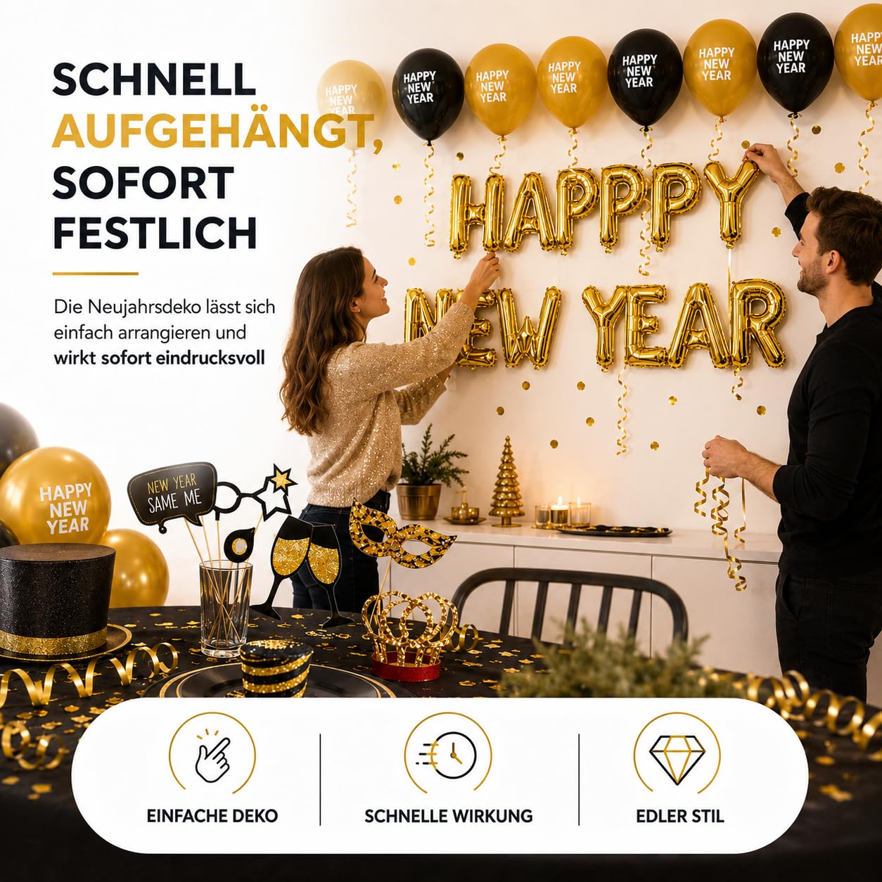 festifun-dekoration-set-silvester-2027-gold-mit-ballon image 6