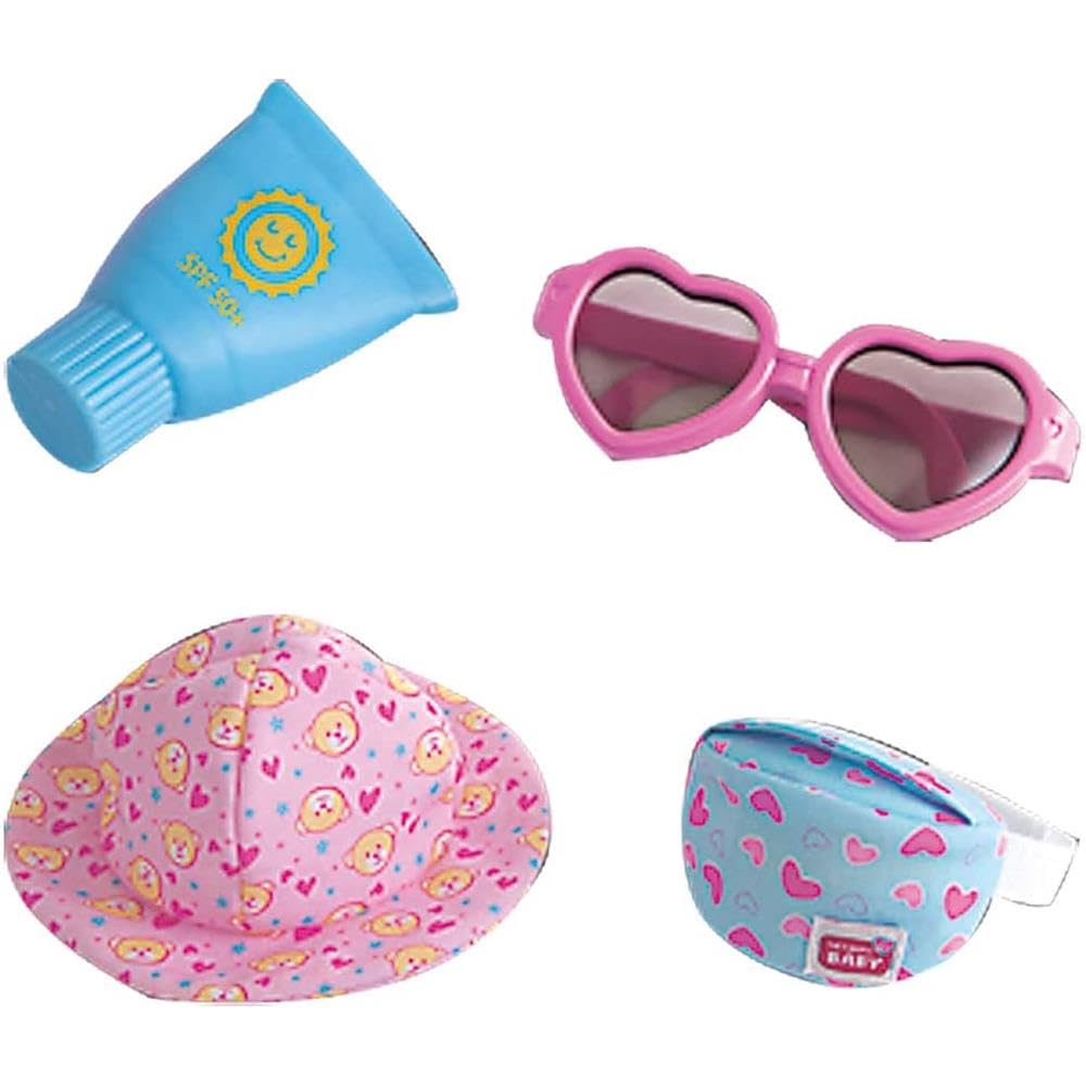 simba-new-born-baby-puppen-sommer-set-hut-brille-tasche image 2