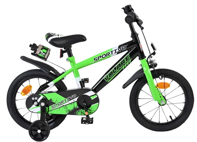 volare-sportivo-14-zoll-kinderfahrrad-jungen-gr-n-trinkflasche image 1