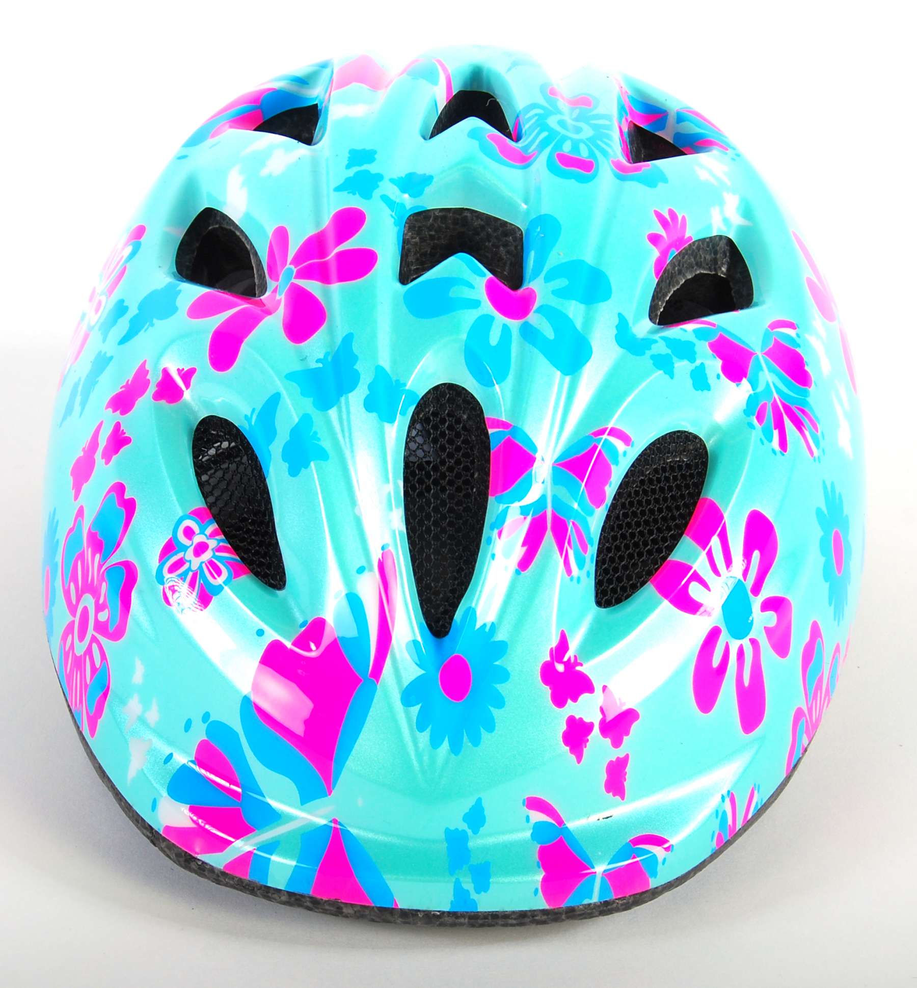 volare-fietshelmen-xs-fahrradhelm-blau-rosa-blumen-47-51-cm image 2