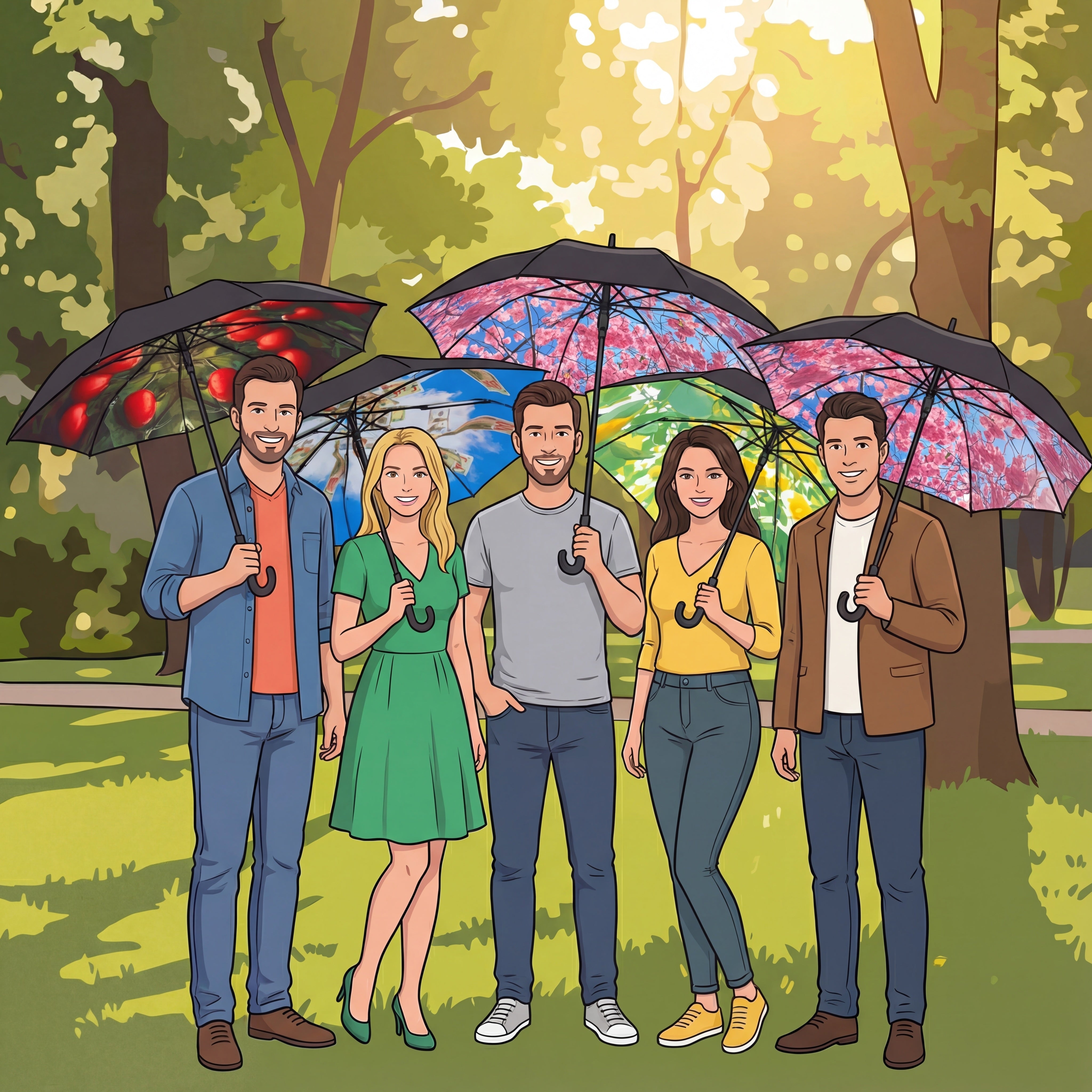 happysweeds-team-mix-schirm-set-5-teilig-gro-kompakt-kinder image 1