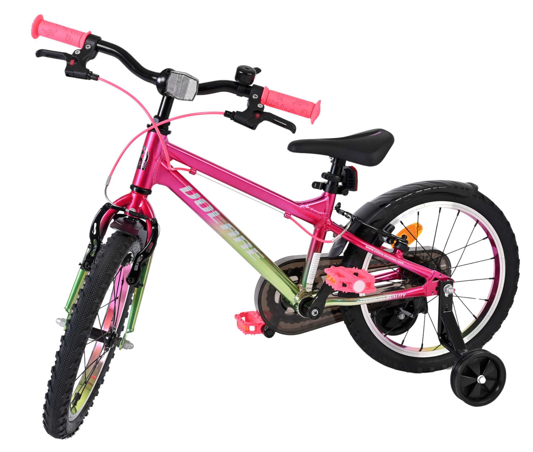 volare-chrome-16-zoll-kinderfahrrad-rosa-gr-n-handbremsen image 8