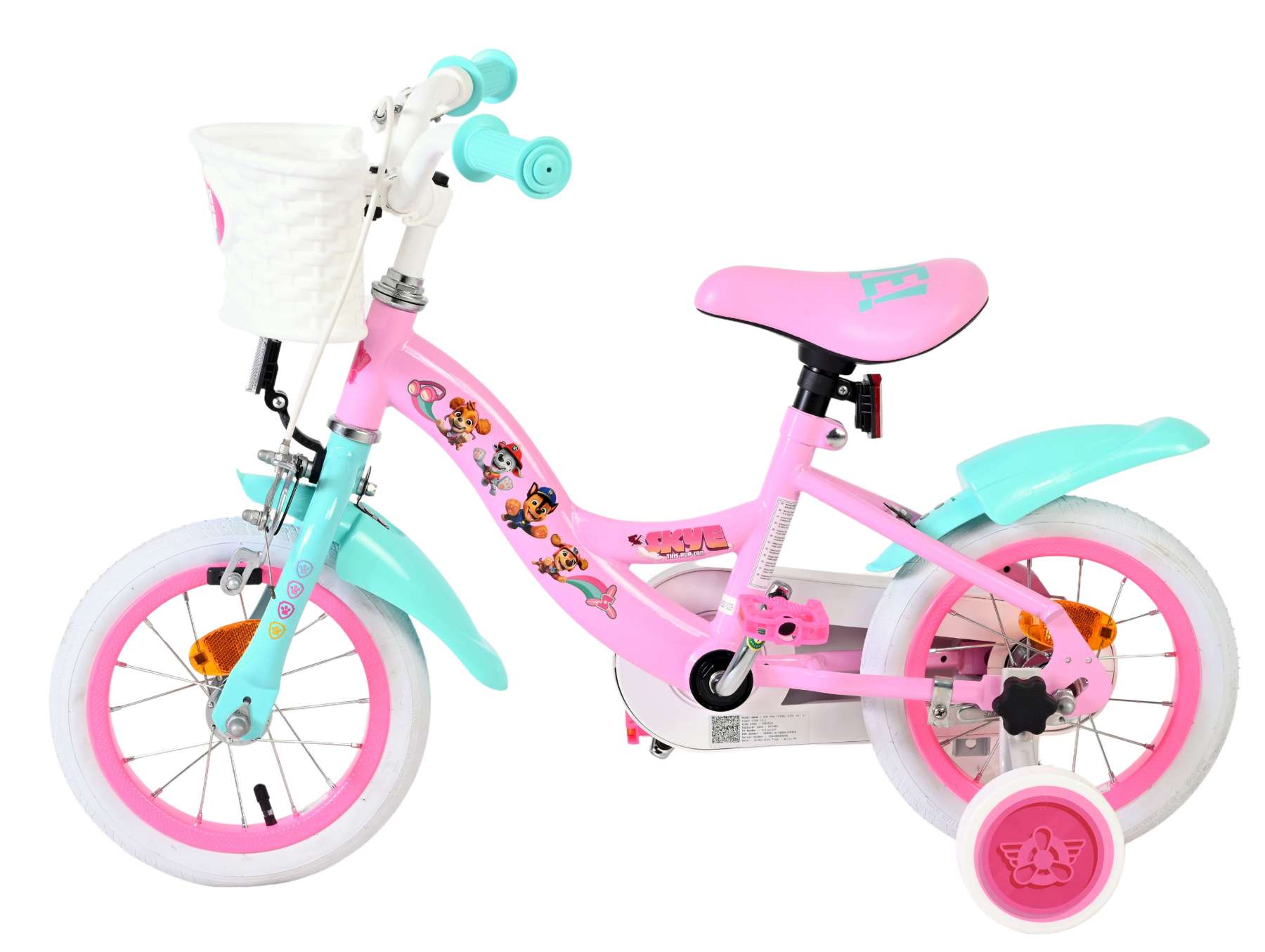 volare-paw-patrol-kinderfahrrad-12-zoll-rosa-korb image 5