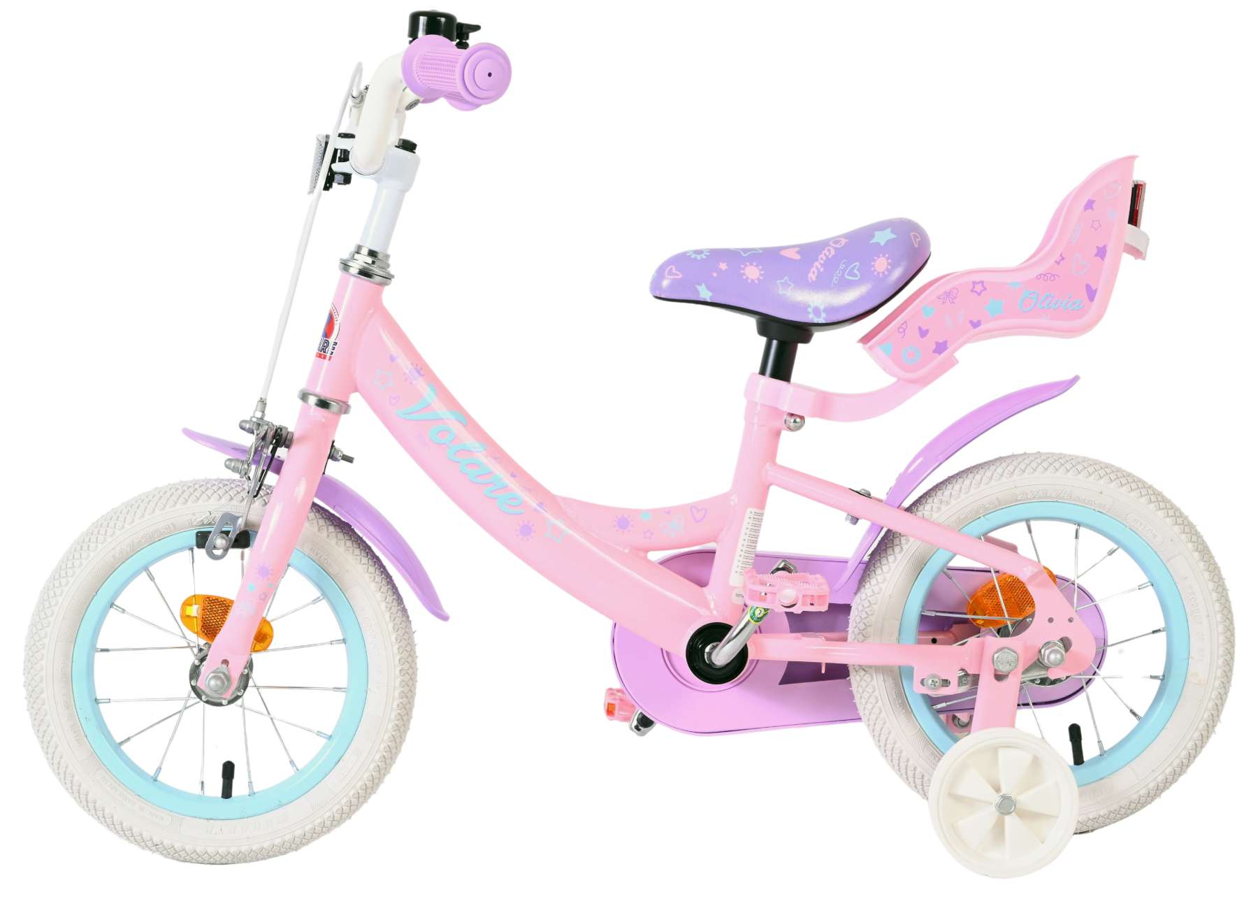 volare-olivia-12-zoll-kinderfahrrad-rosa-pupppensitz image 7